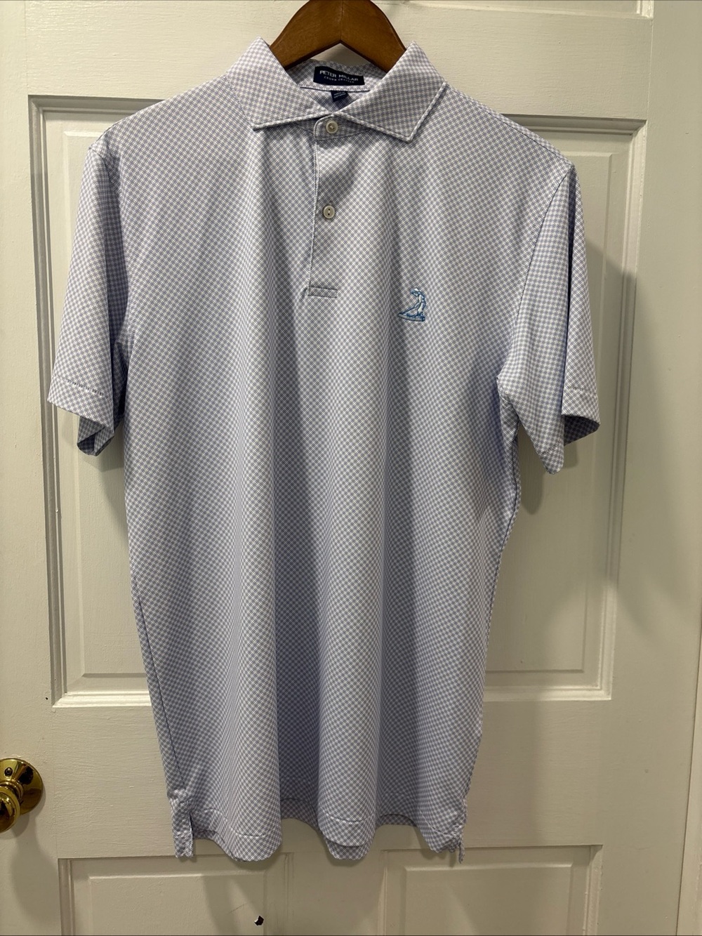 Peter Millar Men’s Crown Crafted Golf Polo Pinehurst Logo Geometric Pattern NWOT